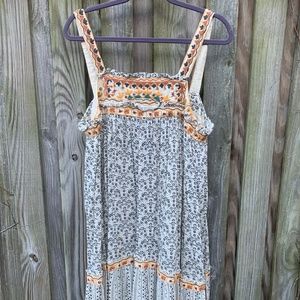 Free People Ivory Combo Multi Color Sun Dress Size Large